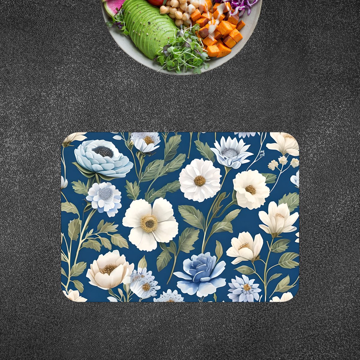 Luxe Placemat - Blauw - Wit - Bloemen Patroon - Set van 4 Placemats - 35x25 cm - 2 mm dik Vinyl - Anti Slip - Afneembaar — cadeau in Wonen & Interieur - foto 5