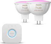 Philips Hue Starterspakket White and Color Ambiance GU5.3 - 2 Hue Lampen en Bridge - Eenvoudige Installatie - Werkt met Alexa en Google Home