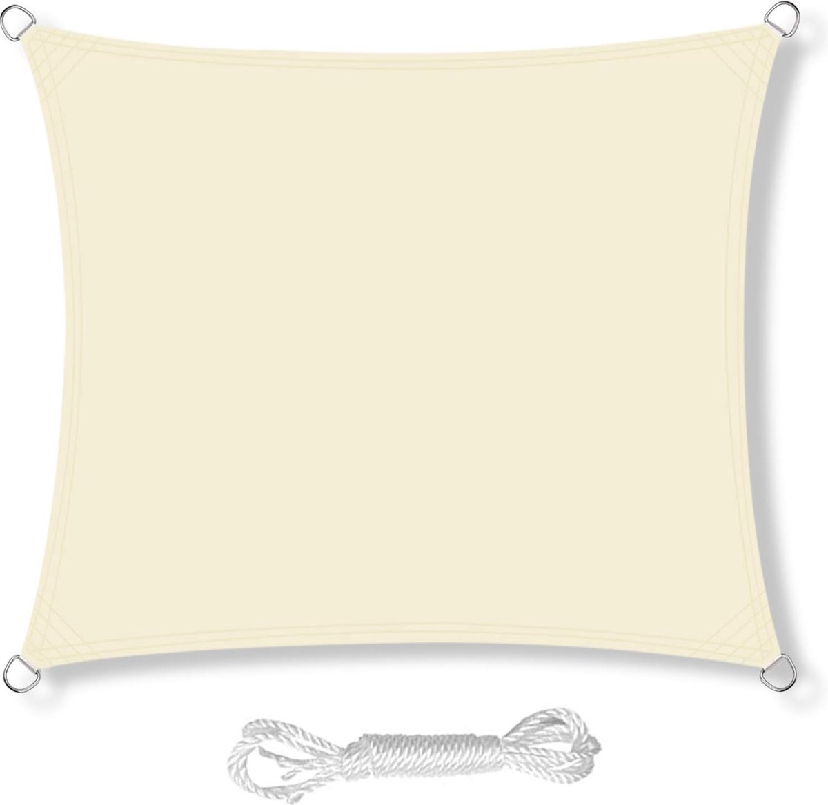 Awning sun protection including mounting ropes, PES polyester, waterproof, 3.6 x 3.6 m, square awning with 98% UV protection for outdoor, patio, garden, patio, camping, cream
