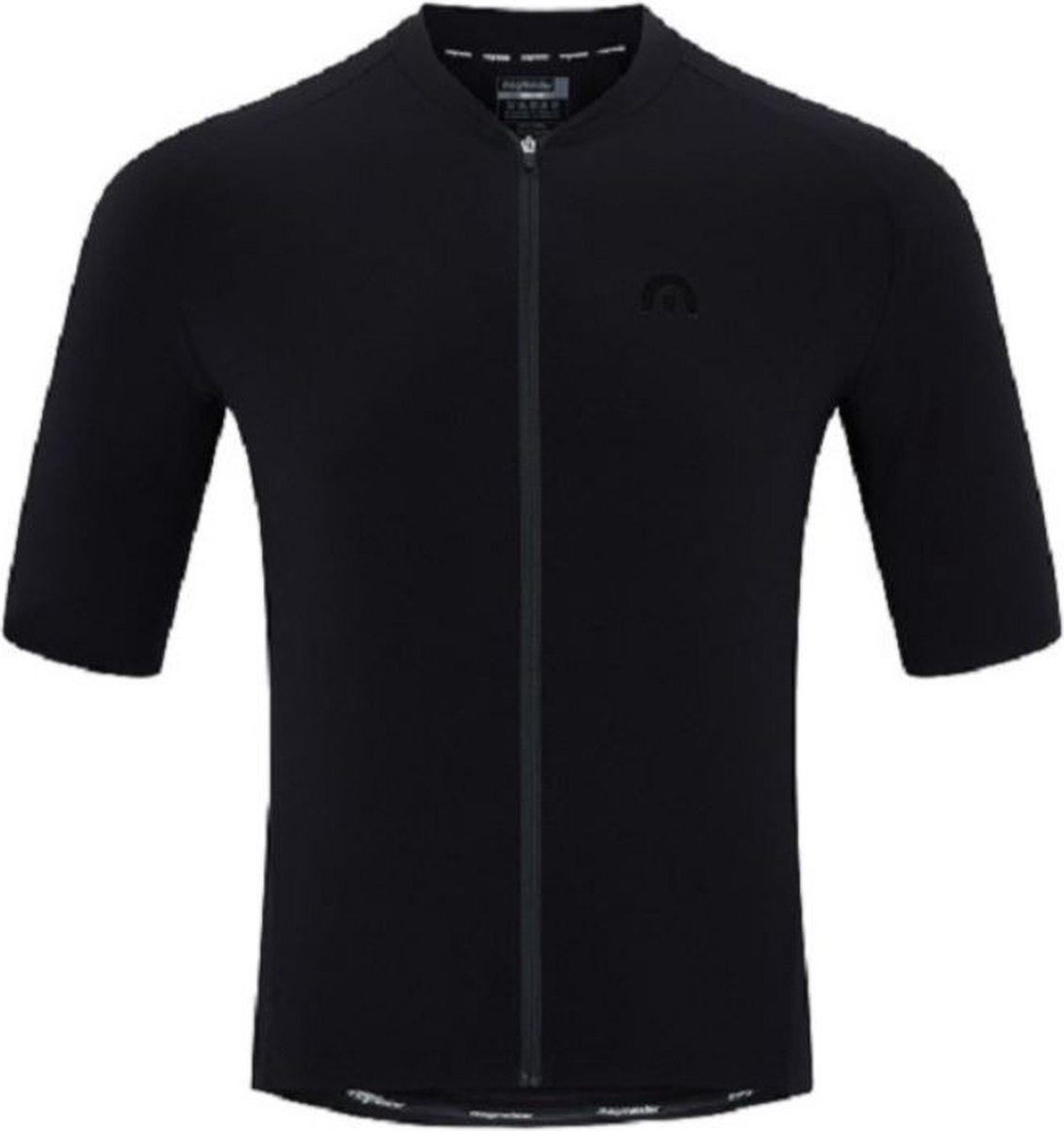 Megmeister Woven Jersey Plain Black - Fietsshirt korte mouwen Zwart Heren-XS