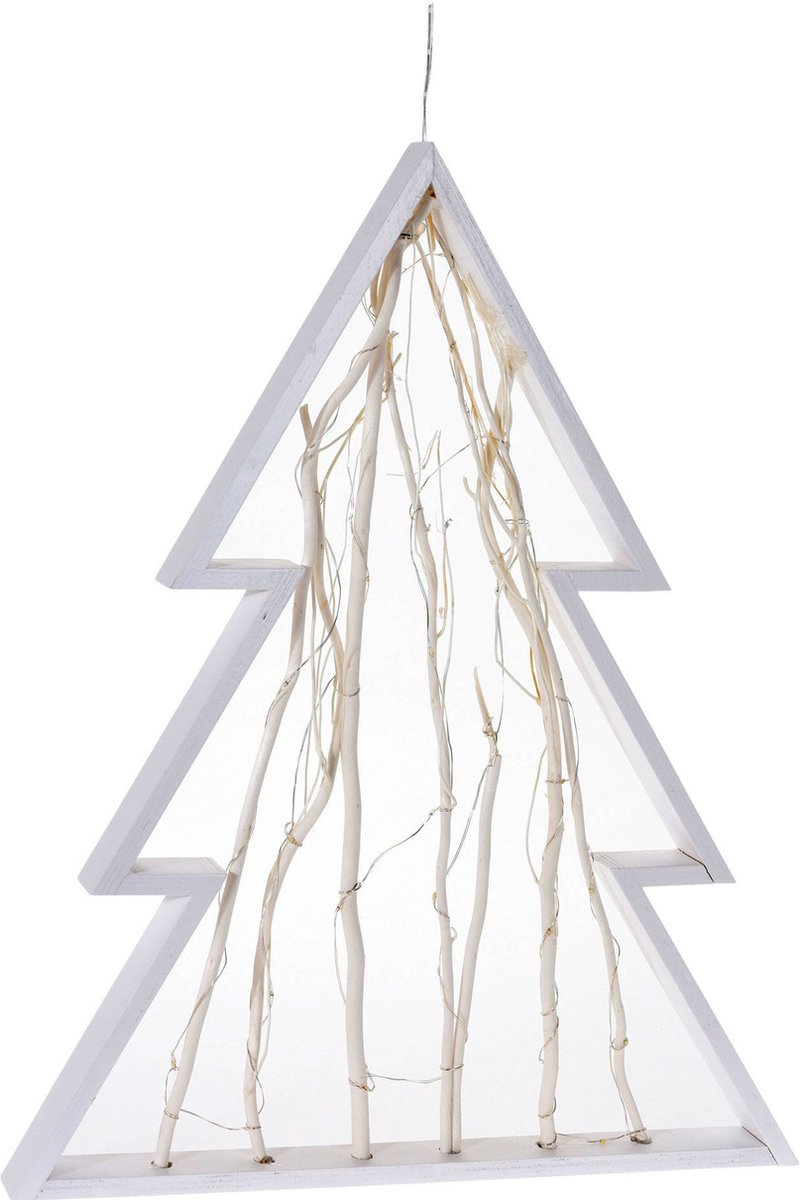 Kerstboom hout wit 30 leds 48cm op batterijen