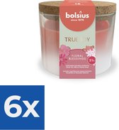 Geurglas met kurk True Joy Floral Blessings - zonder palmolie - vegan wax - Bolsius Geurkaars - Decoratie - Sfeer Kaars - Voordeelverpakking 6 stuks