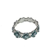 Behave - Armband dames - Bloemdesign met blauwe steen - Vintage stijl