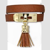 Montebello Armband Sassie Brown - PU Leer - Kwastje - 13mm - 19cm