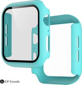 EP Goods - Full Cover/Hoesje - Screen Protector - Geschikt voor Apple Watch Series 7, 8 en 9 - 45mm - Hardcase - Protection - Lichtblauw