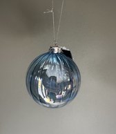 Vondels - Bauble Glass Blue Oil - Kerstbal Blauw - 8 cm