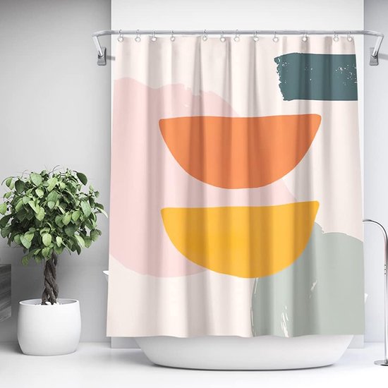 Foto: Abstract shower curtains for bathroom fabric modern aesthetic art shower curtain set with hooks cute spring plant printed bath curtain abstract 180 x 180 cm 