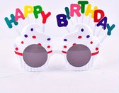 T.O.M. - Verjaardagsbril- Wit- Happy Birthday bril- Feestbril- Taarttopper- Partybril- Taart Vormige Brillen - Feest Bril - Verjaardagsfeestje - Grappige Party Zonnebril - Uitdeel Cadeau- Carnaval bril