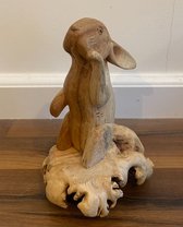 Handgemaakt houten konijn op parasiet hout