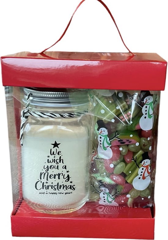 Kerst - Kerstpakket - Merry Christmas - Kaars - Snoep - Cadeauverpakking