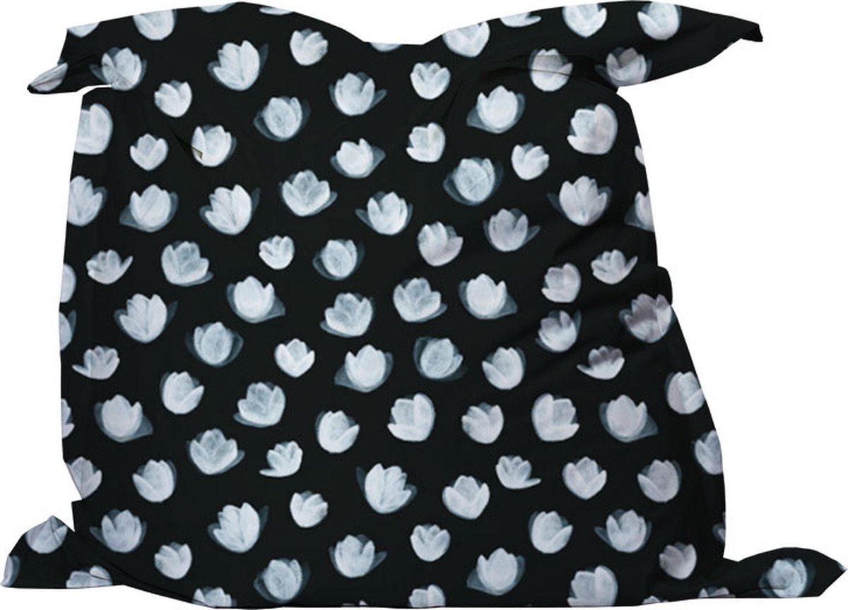 Love This Art LoveThisArt Zitzak Black and White flowers Large 135x175 cm