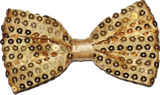 Toppers - Funny Fashion Carnaval verkleed vlinderstrikje met glitter pailletten - goud - polyester - heren/dames
