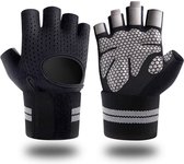 Fitness Gloves - Sport handschoenen - Fitness handschoenen - Heren & Dames - Grip Gloves - Maat M - Grijs en Zwart
