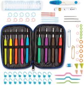 78 Pieces Crochet Hooks Set, Crochet Hooks Ergonomic Handles in Various Sizes, Accessories Kit with Bag for All Types of Wool, Embroidery Needles