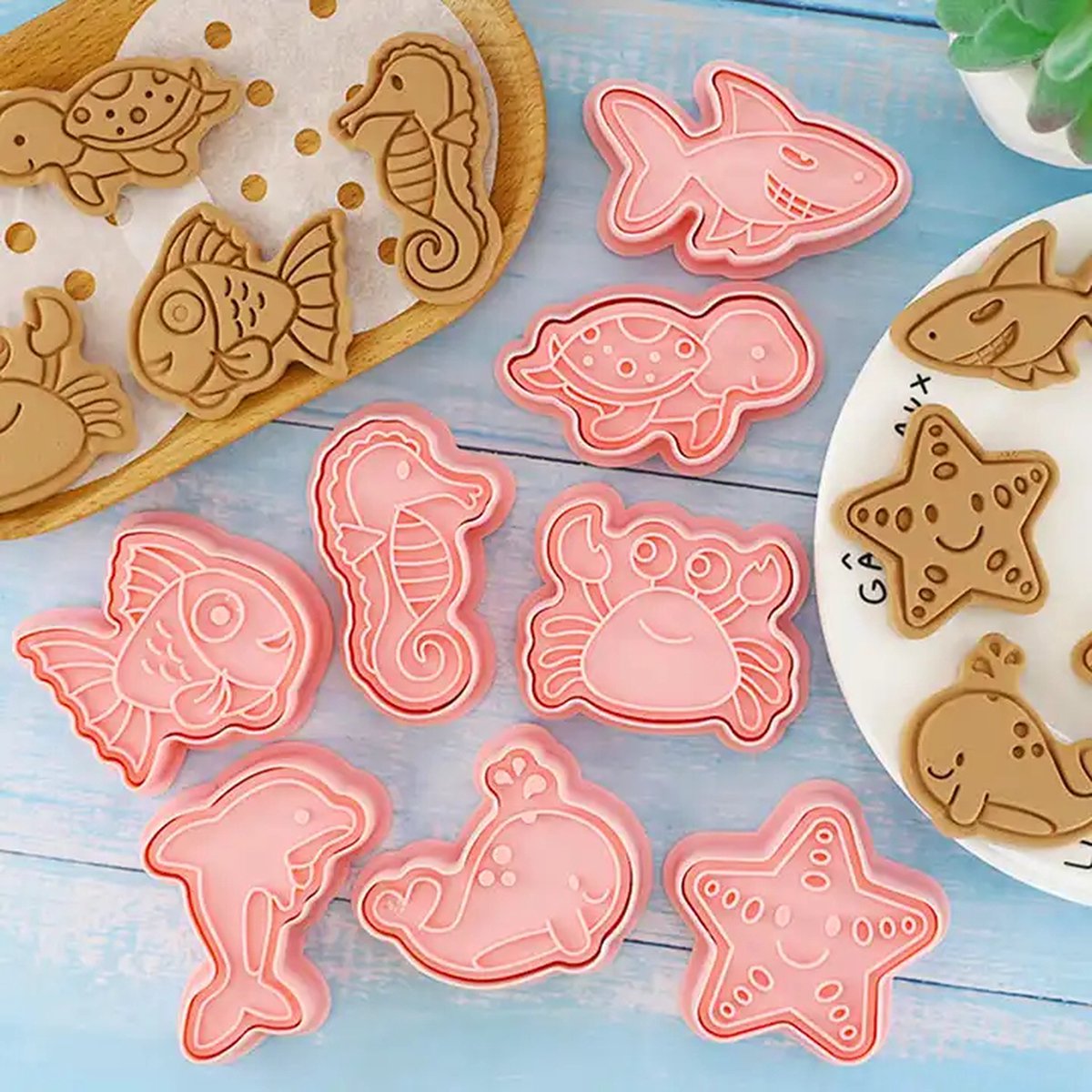 Without Lemon - Set van 8 - Zeedieren Koekjes vormen - Cookie Cutter - Cookie Mould - Kinderen - Bakken - Cadeau - Zeedieren