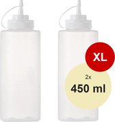 Lynnz® 2x Flacon doseur XL - Flacon pressable pour garniture, sauce ou pâte - 2 pièces de 450 ml