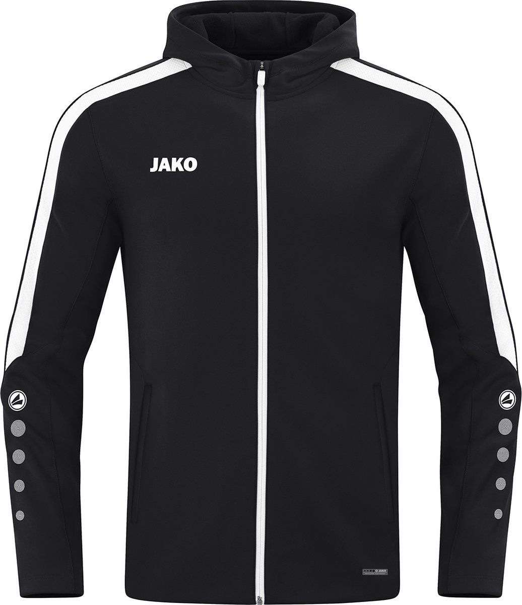 Jako Power Jas Met Kap Kinderen - Zwart | Maat: 152