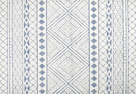 MARGAND - Vloerkleed - Wit/Blauw - 160 x 230 cm - Polyester