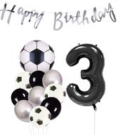 Cijfer Ballon 3 | Snoes Champions Voetbal Plus - Ballonnen Pakket | Zilver en Zwart