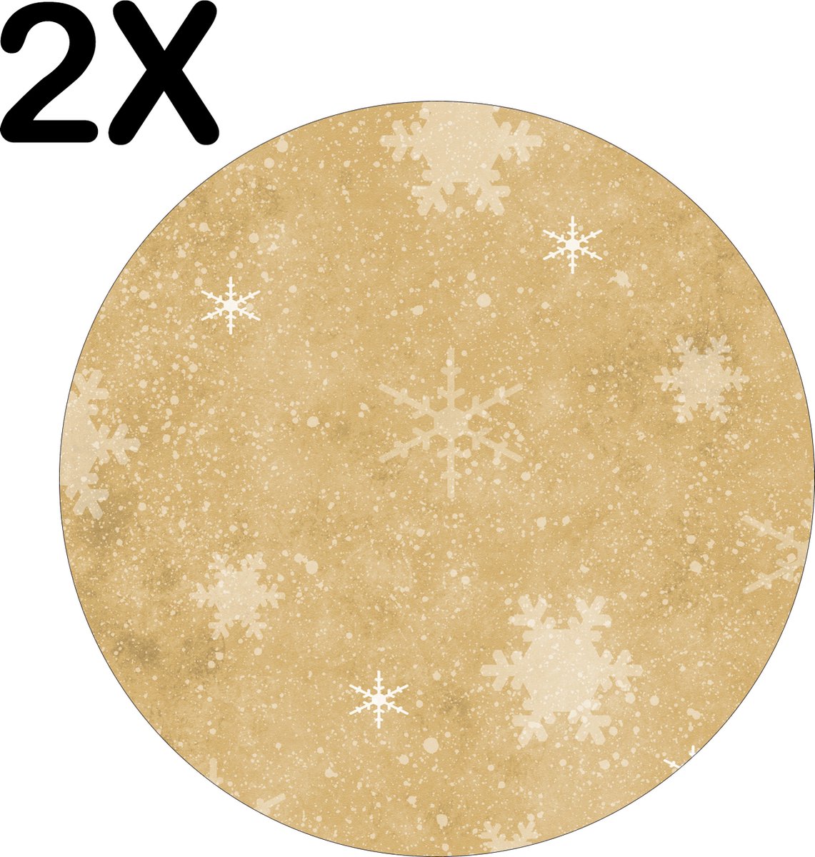 BWK Luxe Ronde Placemat - Patroon van IJskristallen en Sneeuwvlokken - Set van 2 Placemats - 40x40 cm - 2 mm dik Vinyl - Anti Slip - Afneembaar