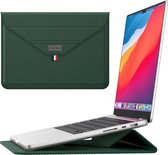 Monx 15 Inch Laptop Hoes, Hardcase, Duurzaam PU-leer, Spatwaterdichte Bescherming, Ingebouwde Muismat, Donker groen