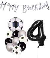 Cijfer Ballon 4 | Snoes Champions Voetbal Plus - Ballonnen Pakket | Zilver en Zwart