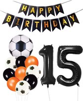 Cijfer Ballon 15 | Snoes Champions Voetbal Plus - Ballonnen Pakket | Oranje en Zwart