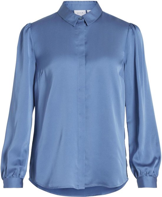 Vila Blouse Viellette Satin L/s Shirt - Noos 14063320 Coronet Blue Dames Maat - W44
