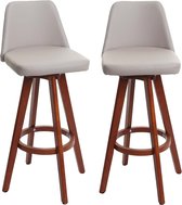 Set van 2 barkrukken MCW-C43, barkruk counter stool, hout imitatieleer draaibaar ~ taupe