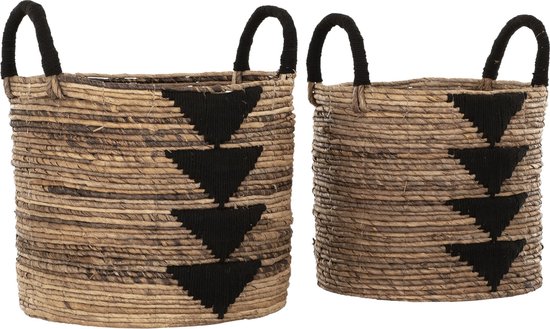 MUST Living Basket Lima black, set of 2,39xØ32 cm / 42xØ37 cm