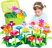 Bloementuin Speelgoed - voor meisjes en jongens van 3 tot 6 jaar, doe-het-zelf boeket-sets met opbergdoos, kunstbloemarrangement, cadeau voor meisjes en jongens (130 stuks)