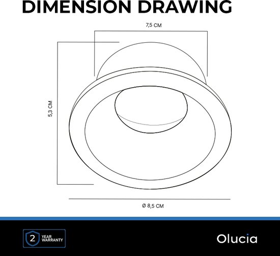 Olucia Julien - Ronde Badkamer inbouwspot - Zwart - Dimbaar - GU10 - IP65