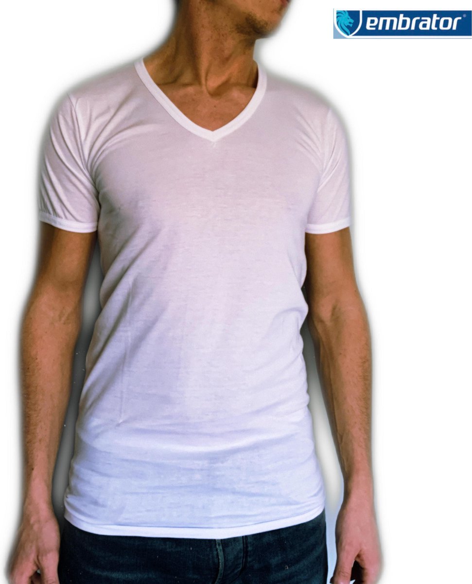 Embrator heren T-shirt Invisible met V-hals wit maat L