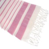 Hamamdoek Aquastreeps Pink 190x90 - 190x90cm - Pareo - Omslagdoek - Ultradun Strandlaken - Sneldrogende Saunadoek - Saunalaken - Stranddoek - Reishanddoek - Sneldrogende Handdoeken