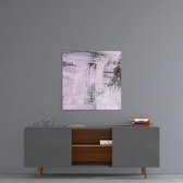 Insigne Glazen Schilderijen - Abstract Glasschilderij - Roze - Zwart - Wanddecoratie Op Glas - 50x50 cm