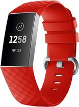 Siliconen Smartwatch bandje - Geschikt voor  Fitbit Charge 4 silicone band - rood - Maat: L - Horlogeband / Polsband / Armband