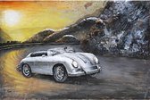 3D art Metaalschilderij - Porsche 356 Speedster & sunset - 120 x 80 cm hoog