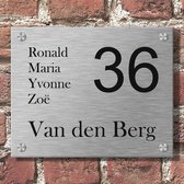 Luxe RVS Naambordje voordeur 25x20cm gegraveerd - Echt RVS