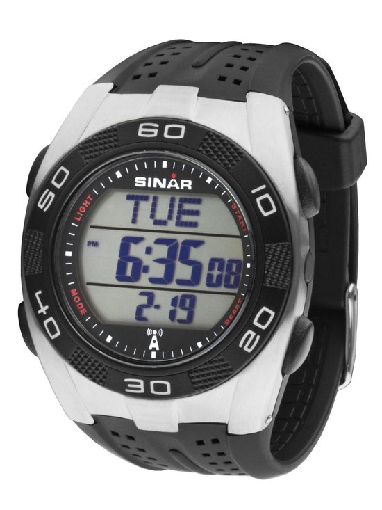 Sinar Radiogestuurd Digitaal Horloge 43mm Zwart/Grijs - CB-11-1 | bol.com