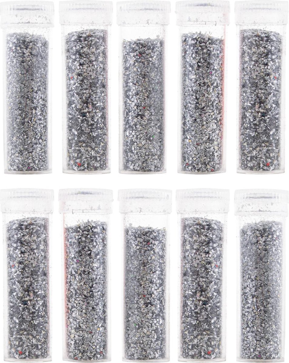 Glitter in tubes - 50 stuks van 5 GR - kleur zilver - Knutselen - decoreren - maquilleren - 1001 mogelijkheden