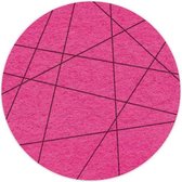 Lijnen vilt onderzetter Rond - Fuchsia - 6 stuks - Ø 9,5 cm - Tafeldecoratie - Glas onderzetter - Cadeau - Woondecoratie - Woonkamer - Tafelbescherming - Onderzetters Voor Glazen - Keukenbenodigdheden - Woonaccessoires - Tafelaccessoires