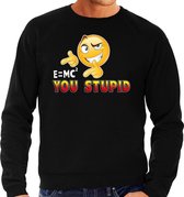 Funny emoticon sweater E is MC kwadraat You stupid zwart heren S (48)