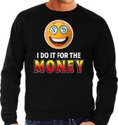 Funny emoticon sweater I do it for the money zwart heren M (50)