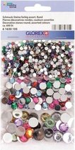 600x Gekleurde ronde plak/strass steentjes - 4, 8 en 10 mm - Hobby/knutselmateriaal - Strass steentjes - Glimmende plak steentjes/diamantjes