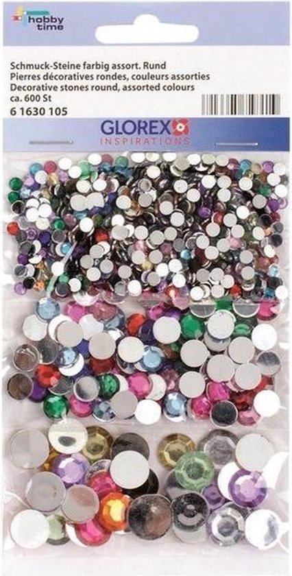 600x Gekleurde ronde plak/strass steentjes - en 10 mm - Hobby/knutselmateriaal -... | bol.com