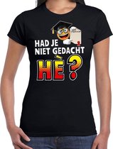 Funny emoticon geslaagden t-shirt Niet gedacht he zwart dames 2XL