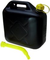 Set van 2x stuks Jerrycans zwart voor brandstof - 10 liter - inclusief schenktuit - o.a. benzine / diesel