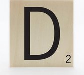 Houten scrabble letter D - 8 x 8 cm