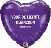 STAYSAFE Hart Paars "Voor de liefste Kleinzoon" GEVULD MET HELIUM