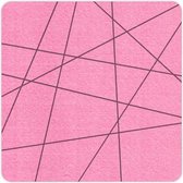 Lijnen vilt onderzetter vierkant - Roze - 6 stuks – 9,5 x 9,5 cm - Tafeldecoratie - Glas onderzetter - Cadeau - Woondecoratie - Woonkamer - Tafelbescherming - Onderzetters Voor Gla